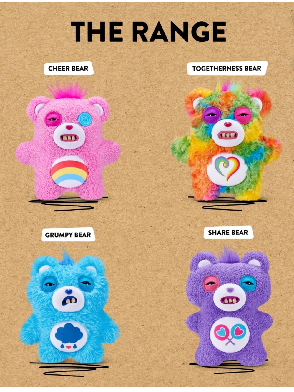 Fuggler X Care Bears - Rainbow Plush Bear Toy with Heart Belly Patch - Picture 6 of 9